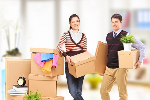 Packed household items ready for transport during a South Kensington house move